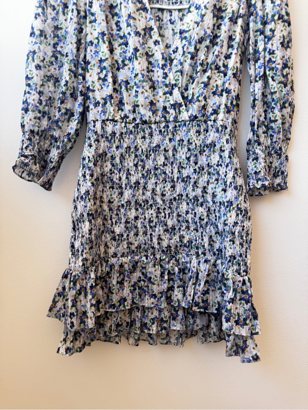 Veronica Beard Women's Cobalt multi Darrah Smocked Floral Mini Dress - Picture 6 of 11